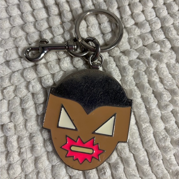 Stella McCartney Silver Tone Metal Face Keychain Bag Charm RARE - Picture 5 of 5